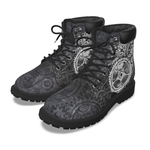 Gray Steampunk Gears Classic Boots - Image 2