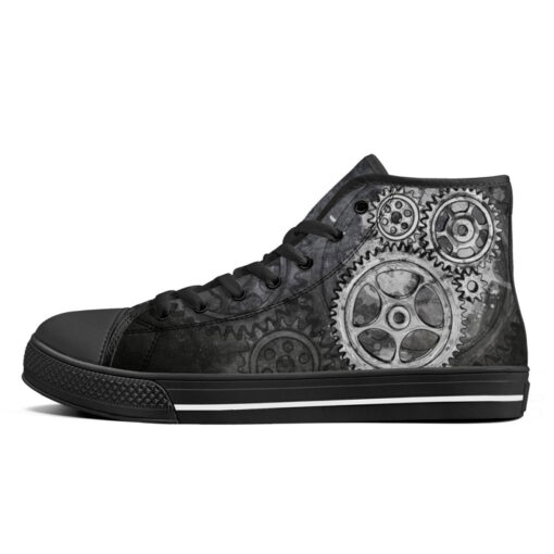 Gray Steampunk Gears High-Top Shoes - Image 4