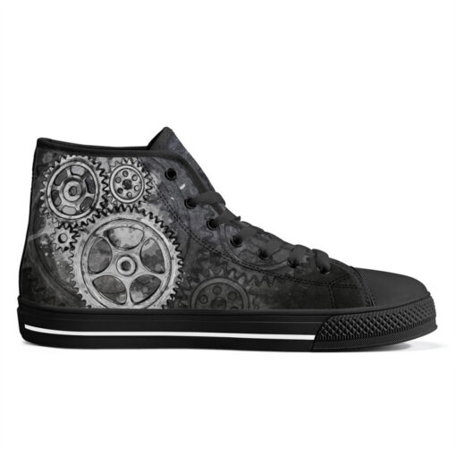 Gray Steampunk Gears High-Top Shoes - Image 5