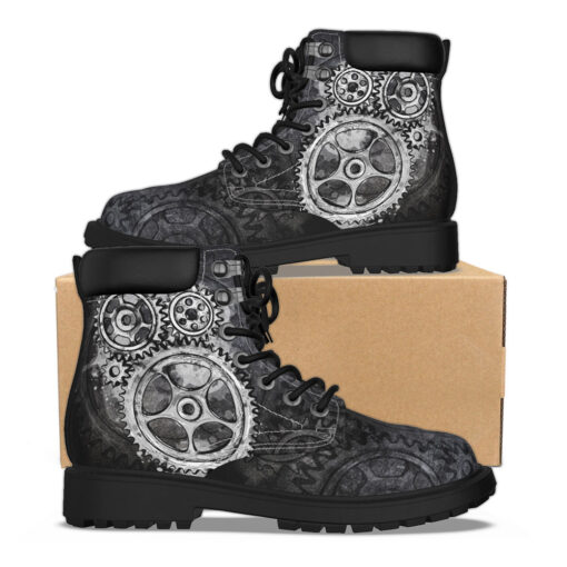 Gray Steampunk Gears Classic Boots