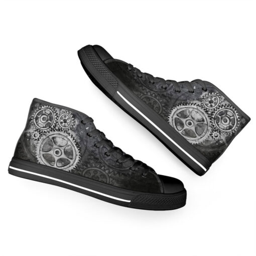 Gray Steampunk Gears High-Top Shoes - Image 6