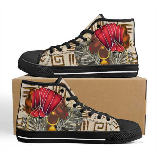 African Red Turban High-Top Shoes