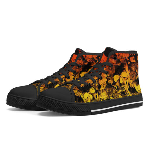 Yellow and Orange Skulls with Flowers High-Top Shoes - Image 2