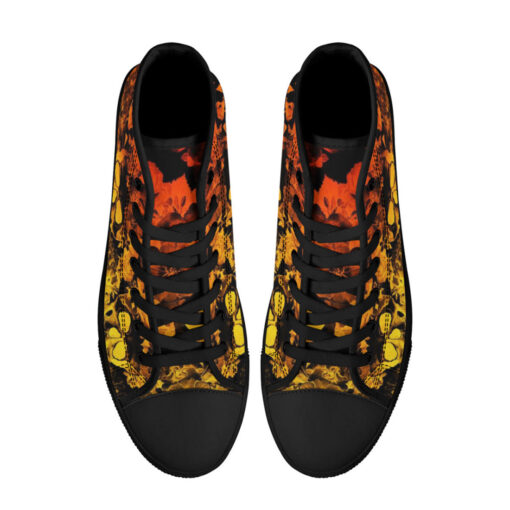 Yellow and Orange Skulls with Flowers High-Top Shoes - Image 3