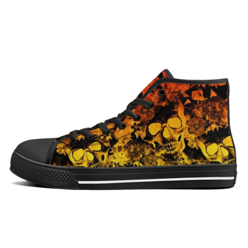 Yellow and Orange Skulls with Flowers High-Top Shoes - Image 4