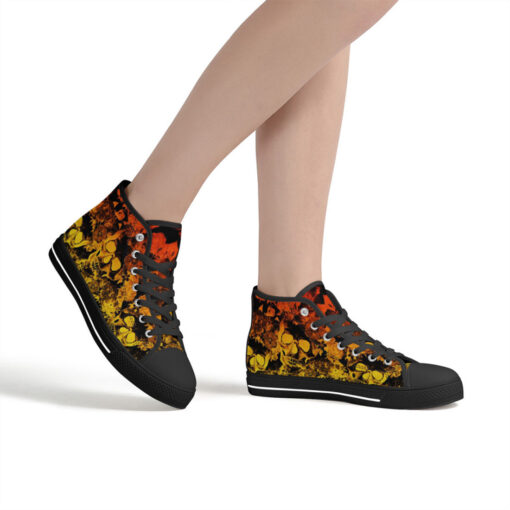 Yellow and Orange Skulls with Flowers High-Top Shoes - Image 7