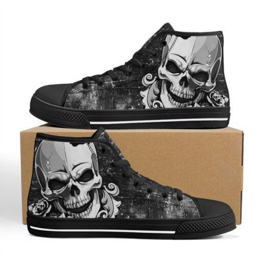 Silver Skull High-Top Shoes