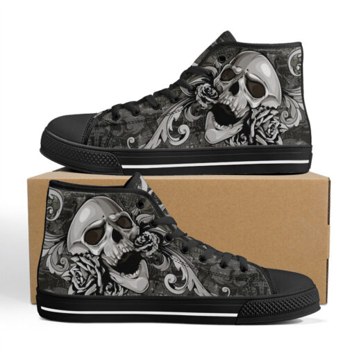 Skull with Flowers High-Top Shoes