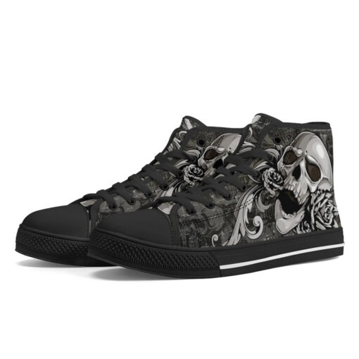 Skull with Flowers High-Top Shoes - Image 2