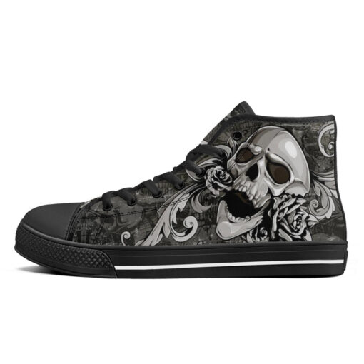 Skull with Flowers High-Top Shoes - Image 4