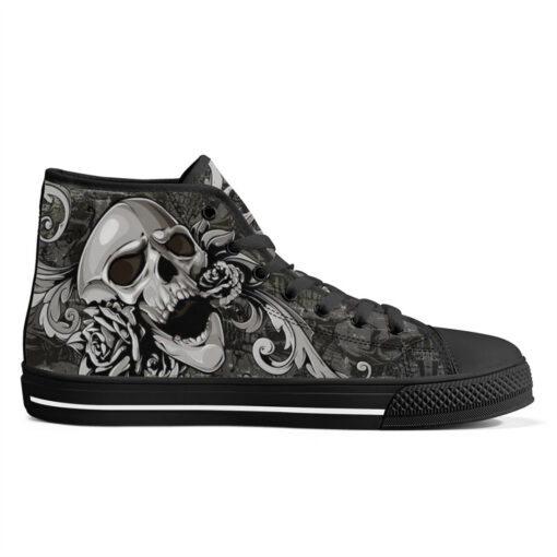 Skull with Flowers High-Top Shoes - Image 5