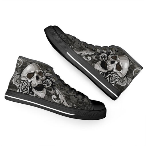 Skull with Flowers High-Top Shoes - Image 6