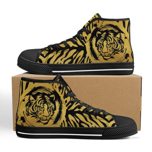 Black on Gold Tiger High-Top Shoes