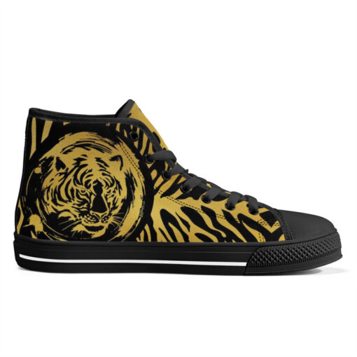 Gold on Black Tiger High-Top Shoes - Image 5