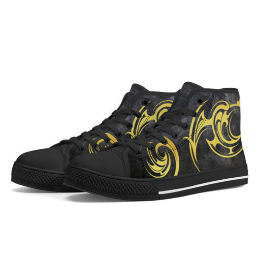 Gold Tribal Tattoo High-Top Shoes - Image 2