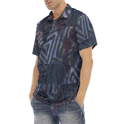 Urban Geometric Maze Velvet Polo Shirt