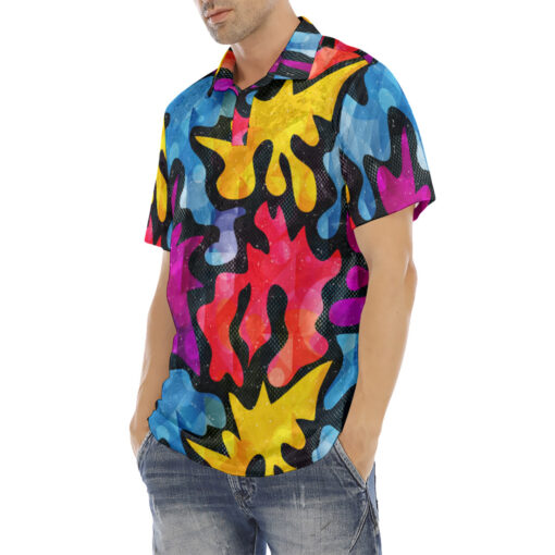 Psychedelic Bright Graffiti Velvet Polo Shirt