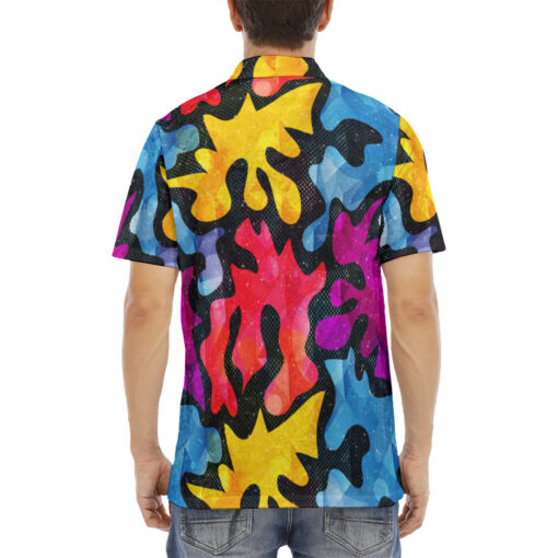 Psychedelic Bright Graffiti Velvet Polo Shirt - Image 4