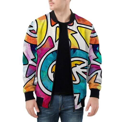 Colored Graffiti Arrows Bomber Jacket