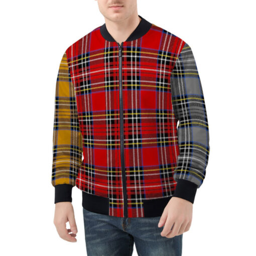 Multicolor Checkered Bomber Jacket - Image 2