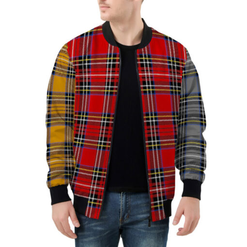 Multicolor Checkered Bomber Jacket