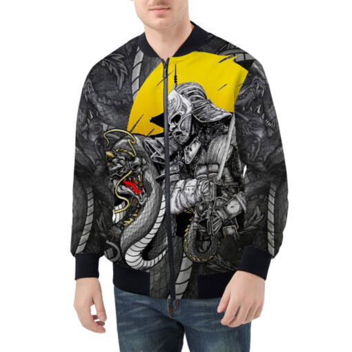 Dragon and Samurai Bomber Jacket - Image 2