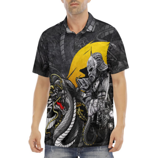 Dragon and Samurai Velvet Polo Shirt - Image 2