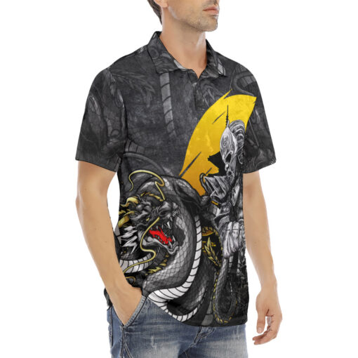 Dragon and Samurai Velvet Polo Shirt - Image 3