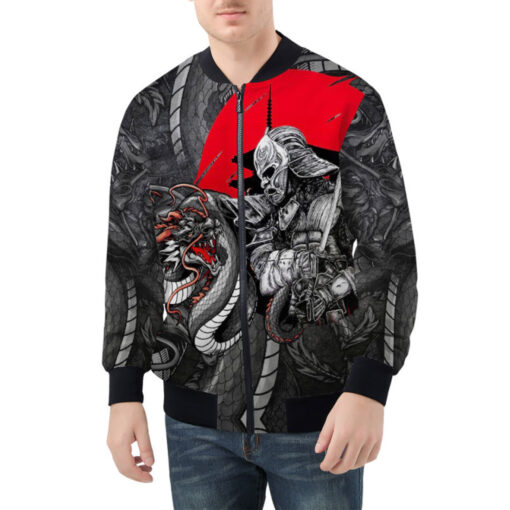 Japanese Dragon and Samurai Bomber Jacket - Image 2