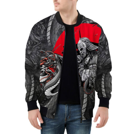 Japanese Dragon and Samurai Bomber Jacket