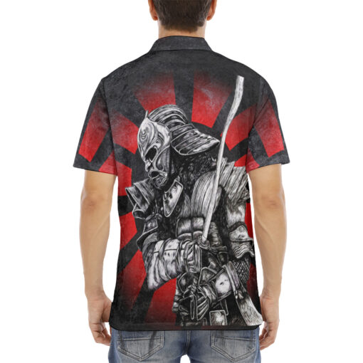 Samurai with Katana Velvet Polo Shirt - Image 4