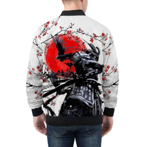 Samurai Sakura Red Sun Bomber Jacket - Image 3