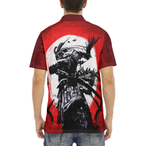 Bloody Sunset Samurai Velvet Polo Shirt - Image 4