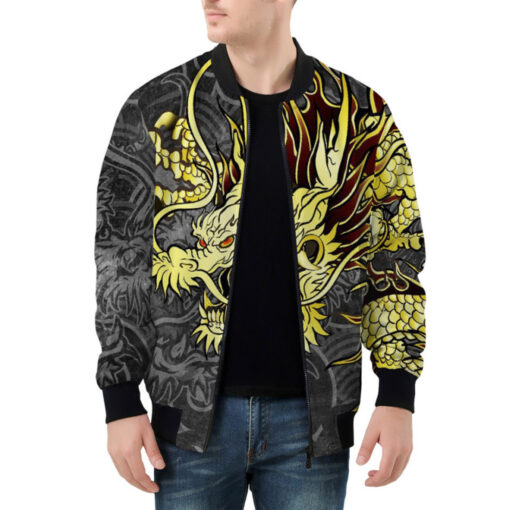 Golden Chinese Dragon Bomber Jacket