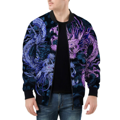 Glow Dragons Fight Bomber Jacket