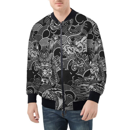 Vintage Snake Dragon Samurai Bomber Jacket - Image 2