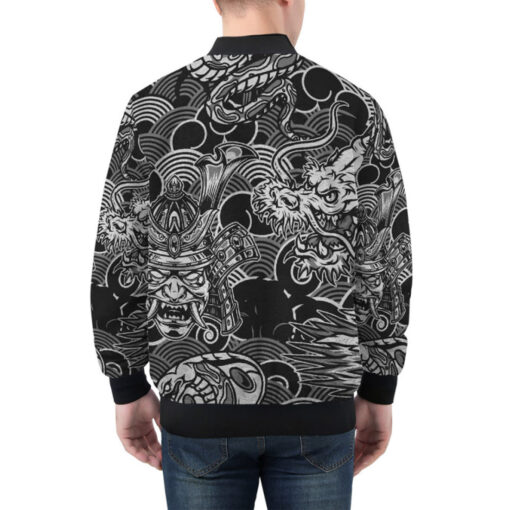 Vintage Snake Dragon Samurai Bomber Jacket - Image 3