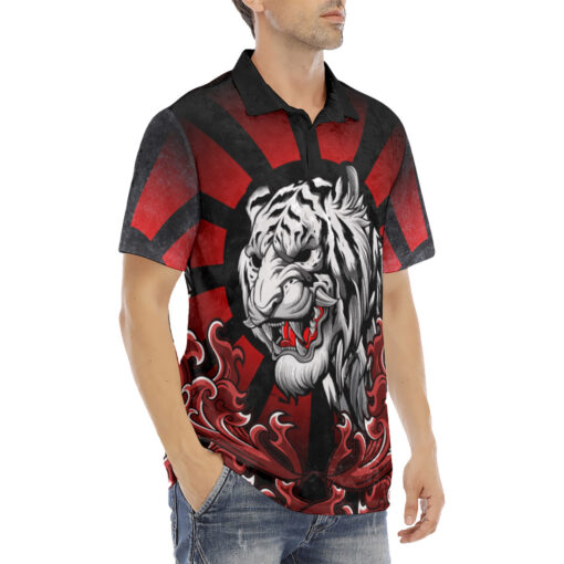 Tiger Demon Bloody Sun Velvet Polo Shirt - Image 3