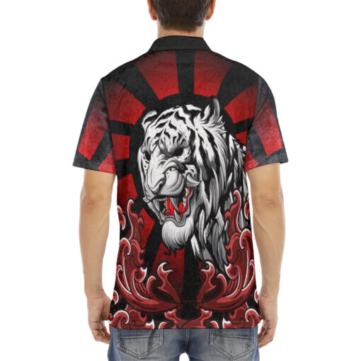 Tiger Demon Bloody Sun Velvet Polo Shirt - Image 4