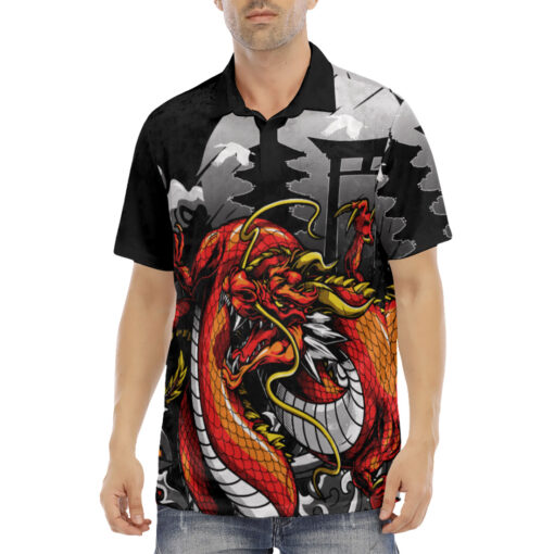 Bloody Dragon Art Velvet Polo Shirt - Image 2