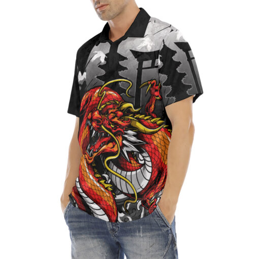 Bloody Dragon Art Velvet Polo Shirt