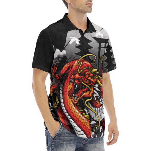 Bloody Dragon Art Velvet Polo Shirt - Image 3