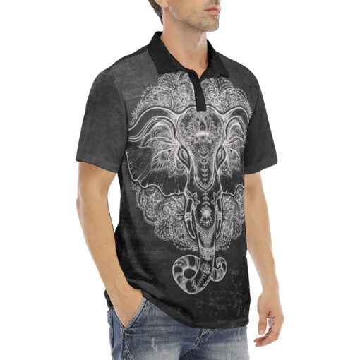 Tribal Elephant Velvet Polo Shirt - Image 3