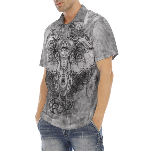 Ethnic Tribal Totem Elephant Velvet Polo Shirt