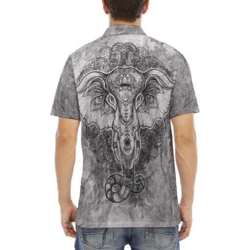 Ethnic Tribal Totem Elephant Velvet Polo Shirt - Image 4