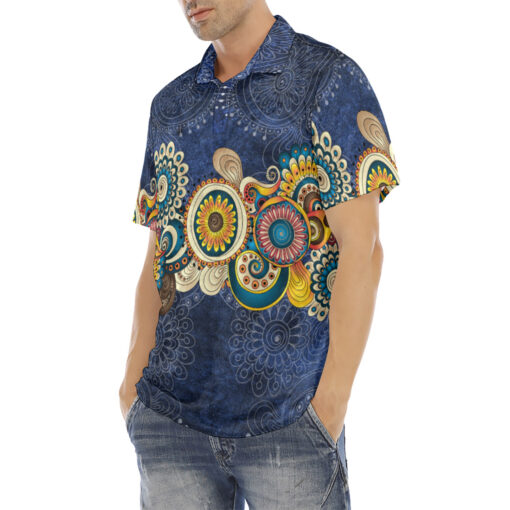 Henna Paisley Mehndi Elements Velvet Polo Shirt