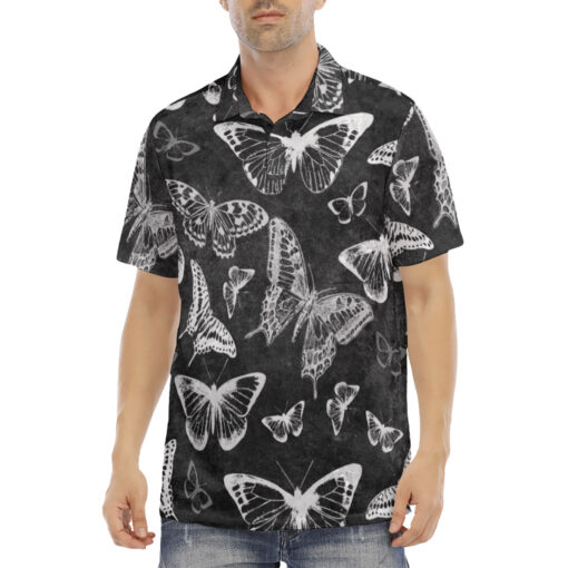 White Butterflies Velvet Polo Shirt - Image 2