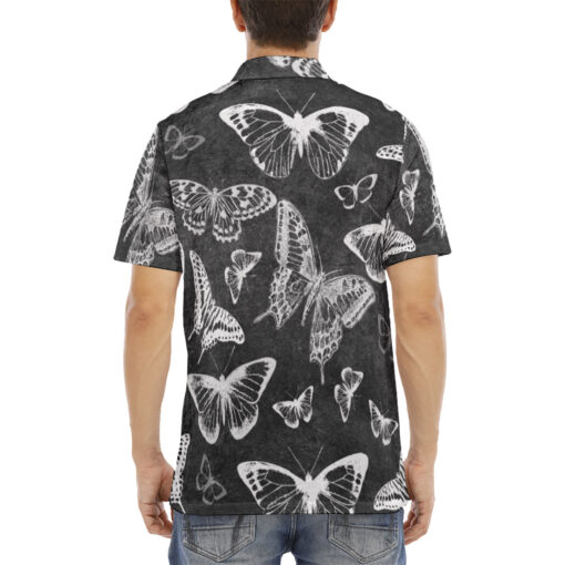 White Butterflies Velvet Polo Shirt - Image 4