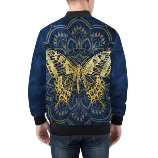 Gold Mandala And Butterfly Bomber Jacket - Image 3