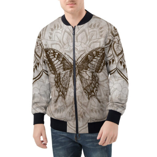 Butterfly Over Mandala Bomber Jacket - Image 2